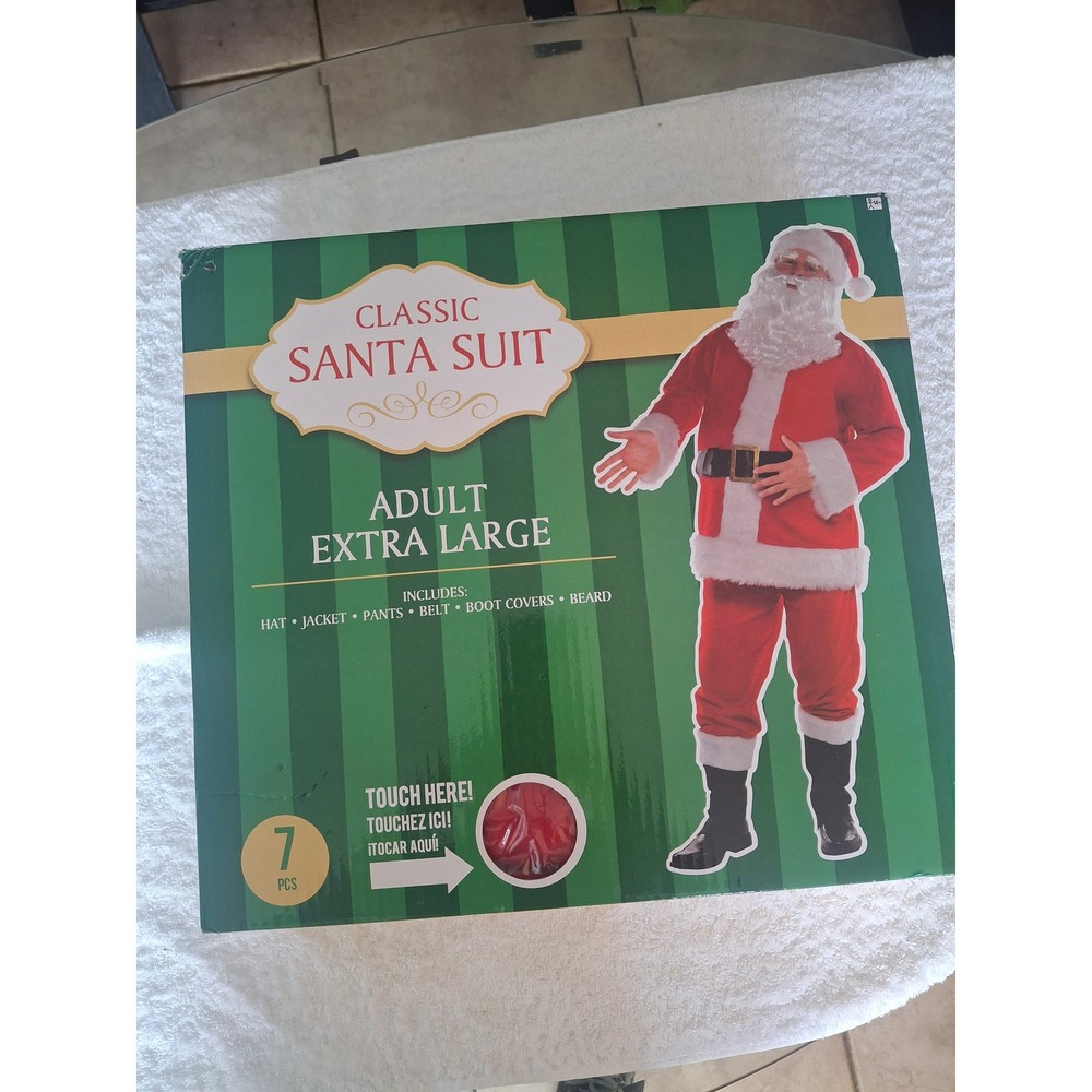 Classic Santa Suit Adult Extra Large 7 Piece Costume Set Red White XL